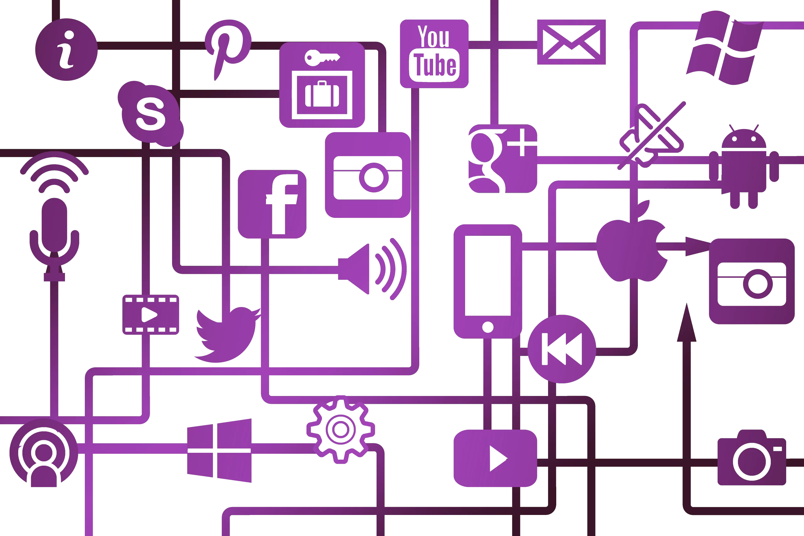 jumble of internet and social media icons